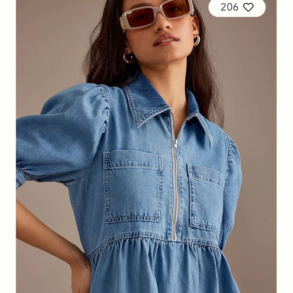 Anthropologie ALIGNE Gabriella Puff-Sleeve Midi Dress - Picture 7 of 7
